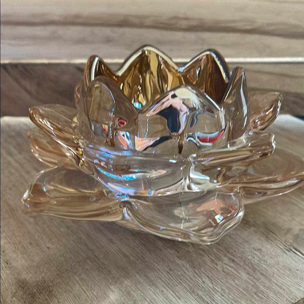 New! Yankee Candle Glass Flower Candle Holder